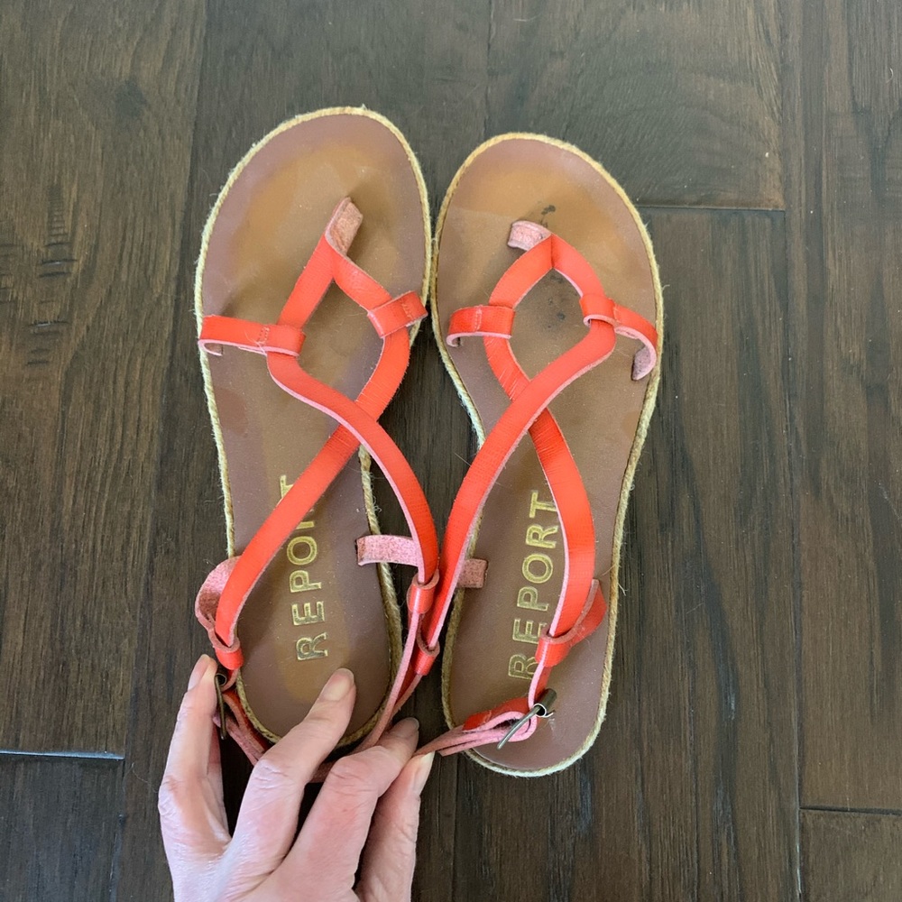 ❤️Orange Strappy Sandal Flats 7.5